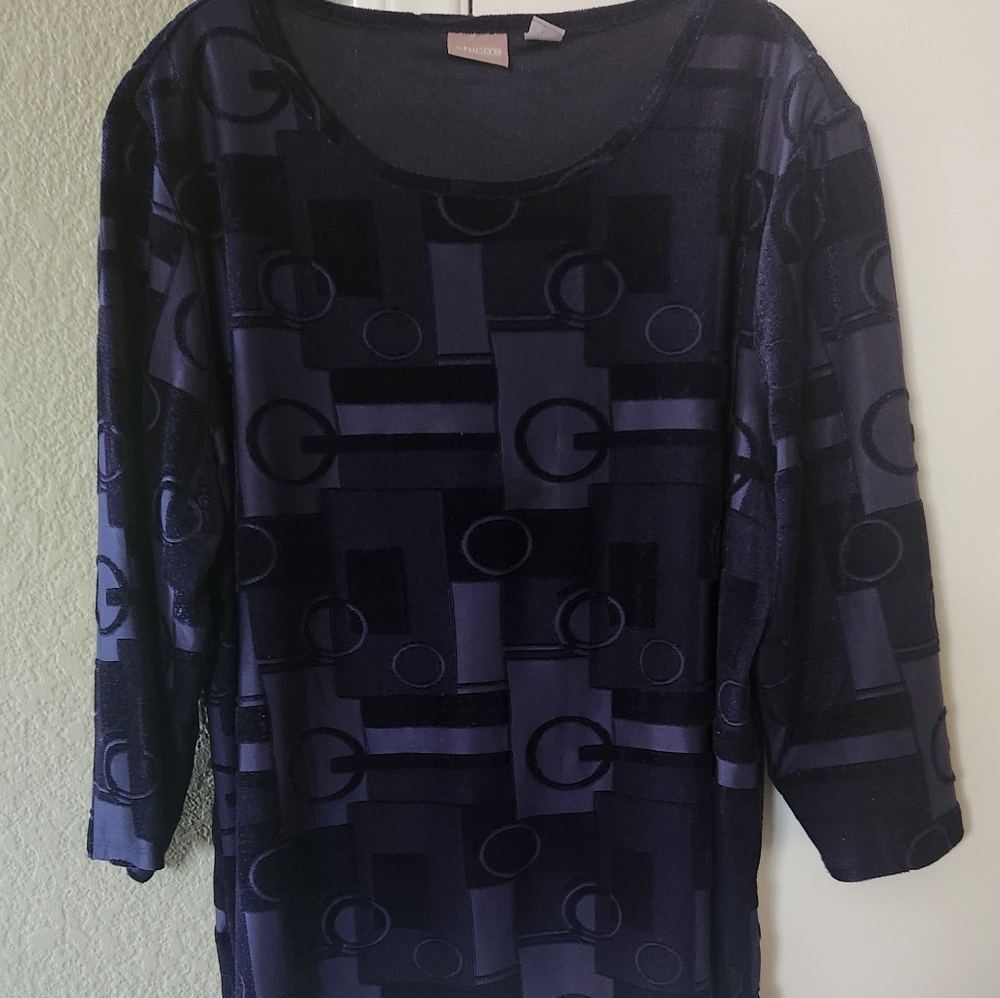 Chico's Textured Tunic 3/4 Sleeves